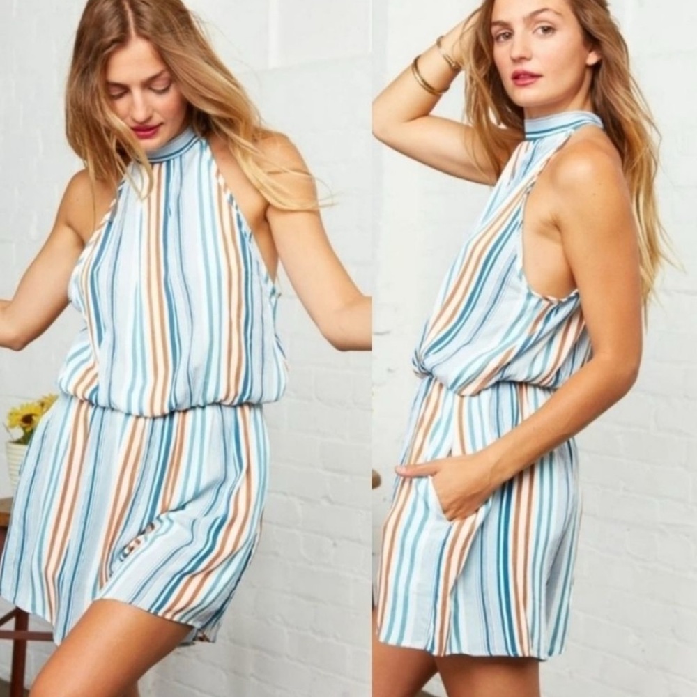 Denim Blue Multi Stripe Romper